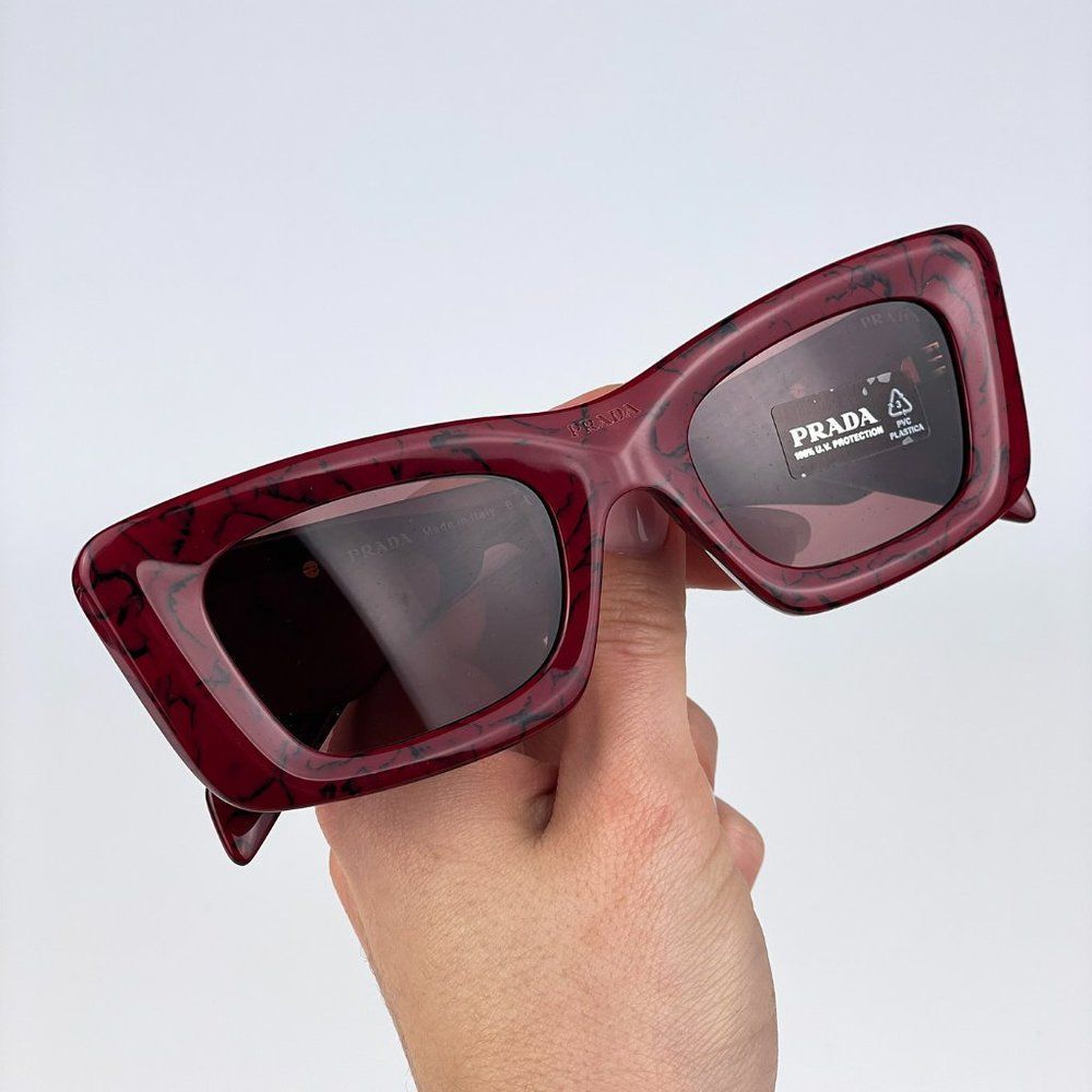Prada PR13ZS 15D08S Sunglasses Etruscan Marble Red Dark Violet Cat Eye Women - Picture 8 of 15